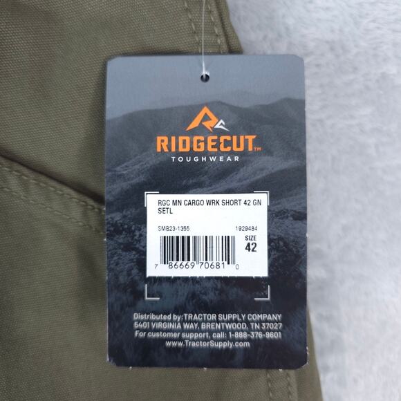 Ridgecut Cargo Shorts Mens 42x11 Green Toughwear Canvas Work Cotton Nylon - Picture 4 of 16